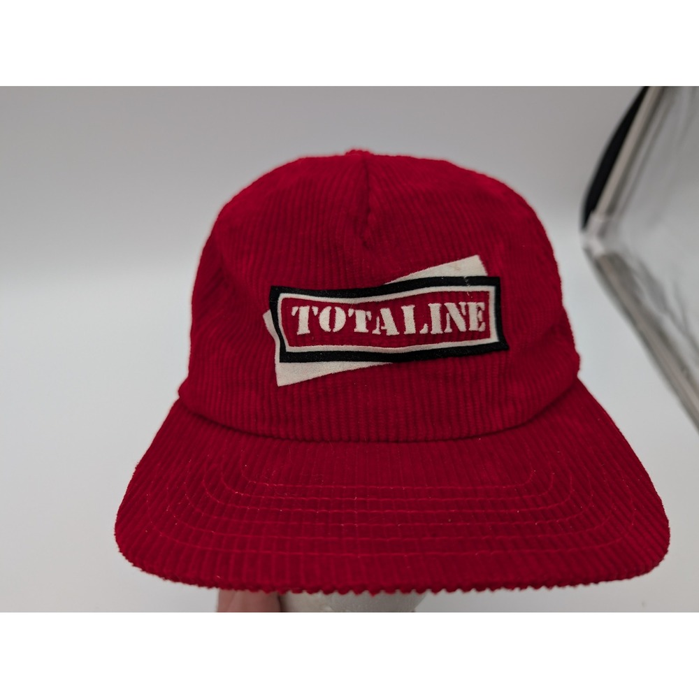 Vintage Totaline Hat Red Corduroy Snapback Made in USA Workwear Trucker Cap